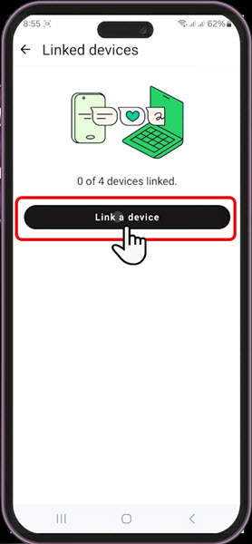 Tap Link a device on WhatsApp
